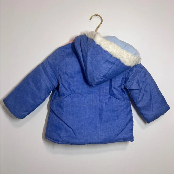 Vintage Kids Hooded Coat Blue with Patchwork - Picture 7 of 8